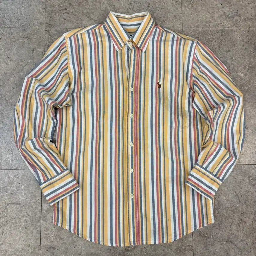 [BUNJANG] Polo Ralph Lauren Yellow Stripe Long Sleeve Shirt / 폴로 랄프로렌 옐로우 스트라이프 긴팔 셔츠 #csz693