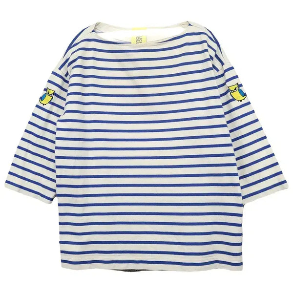 [BUNJANG] Lucky Chouette Striped Blue Long Sleeve T-Shirt FREE / 럭키슈에뜨 스트라이프 블루 긴팔티 FREE