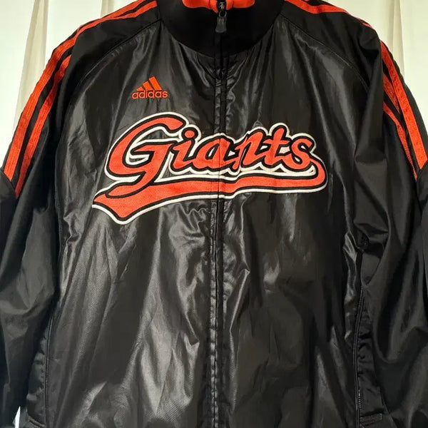 [BUNJANG] Adidas x Lotte Giants Collaboration Windbreaker Jacket Black / (A급)아디다스 롯데자이언츠 바람막이 점퍼 블랙