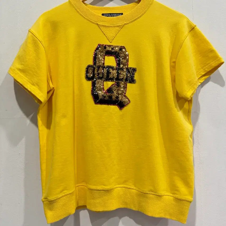 [BUNJANG] Dolce & Gabbana Yellow Sequin Sweatshirt Size 38 / 돌체앤가바나 옐로우 스팽글 맨투맨 38사이즈 정품