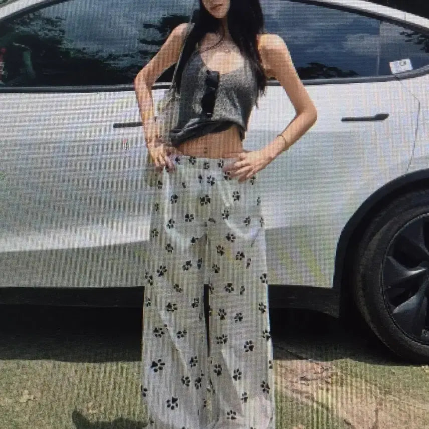 [BUNJANG] Dog Paw Print Wide Pants / (해외배송)강아지 발바닥 패턴 와이드 팬츠