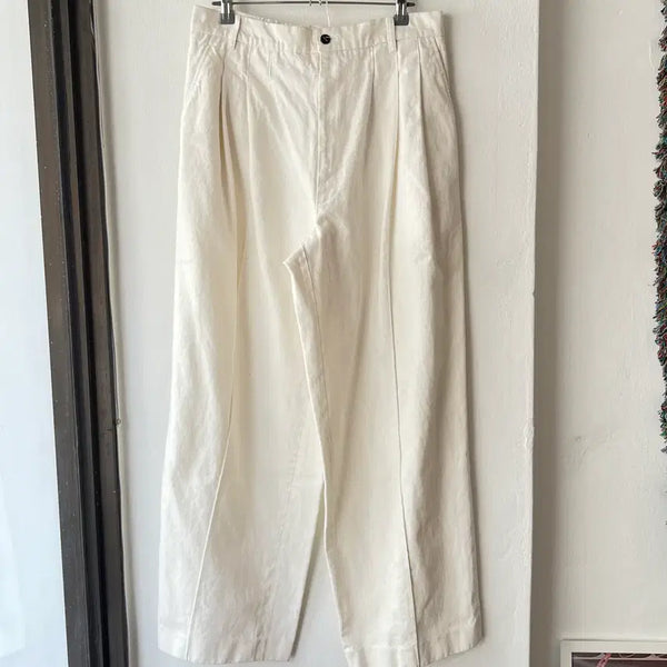 [BUNJANG] HALEINE Three-Tuck Wide Leg White Pants / [2] 알렌느 쓰리턱 화이트 팬츠