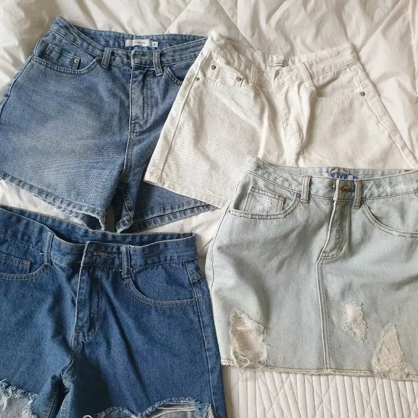 [BUNJANG] SJYP Denim Bundle Set (Jeans XS-S, Skirt XS) / 숏데님 스몰 4개 일괄 원로그 sjyp