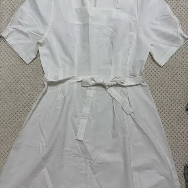 [BUNJANG] White Cotton Puff Sleeve Square Neck Midi Dress / 코튼 원피스