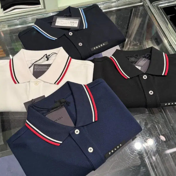 [BUNJANG] Prada Men's Short-Sleeve Polo Shirt with Collar Detail / 프라다 카라티 남성 반팔 폴로셔츠