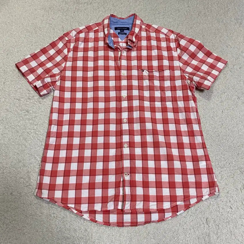 [BUNJANG] Tommy Hilfiger Check Short Sleeve Shirt L / 타미힐피거 체크 반팔 셔츠 L