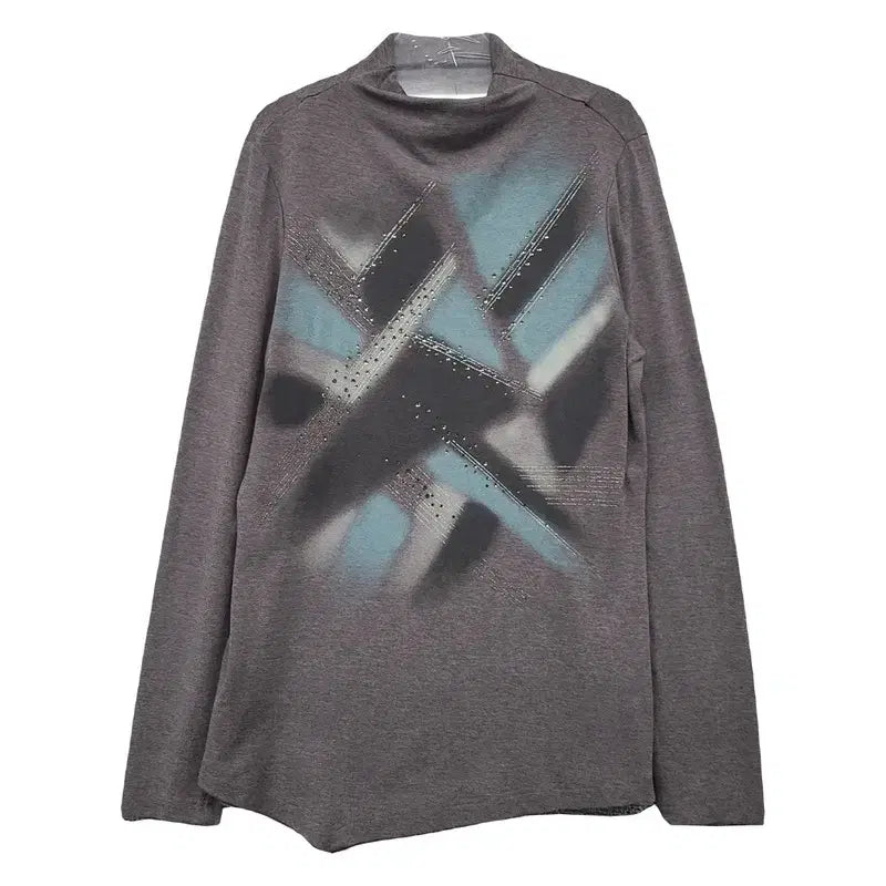 [BUNJANG] Vintage Pattern Long Sleeve Knit Sweater - M / 빈티지 패턴 폴라 긴팔 니트 M