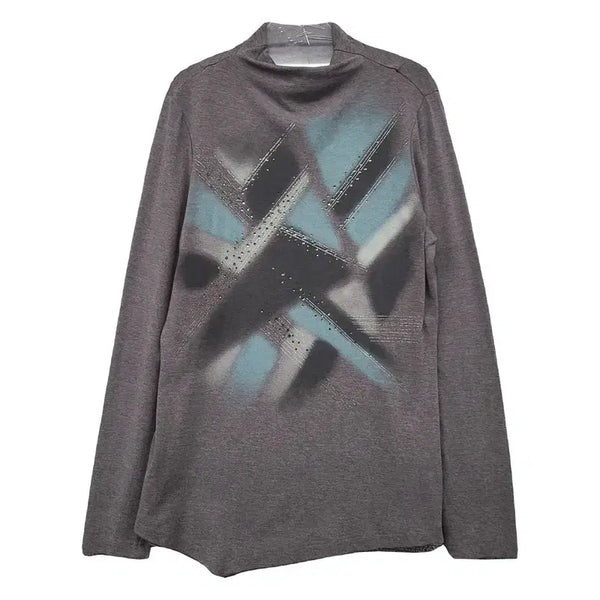[BUNJANG] Vintage Pattern Long Sleeve Knit Sweater - M / 빈티지 패턴 폴라 긴팔 니트 M