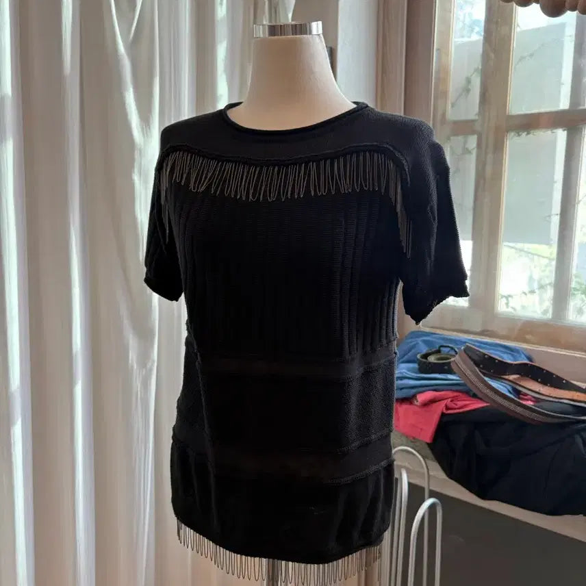 [BUNJANG] Bottega Veneta Fringe Knit Short Sleeve Top / Bottega Veneta 니트 탑