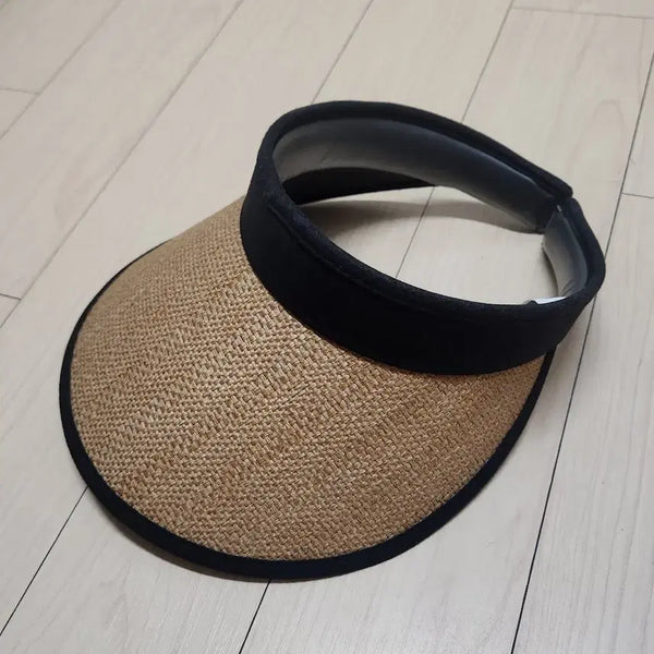 [BUNJANG] Rattan Straw Sun Cap Hat / 썬캡 모자 자외선차단 햇빛가리개 선가드 라탄 밀짚 브라운