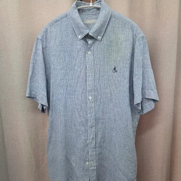 [BUNJANG] Beanpole Linen Blend Short-Sleeve Shirt / 빈폴 체크 마 반팔 셔츠