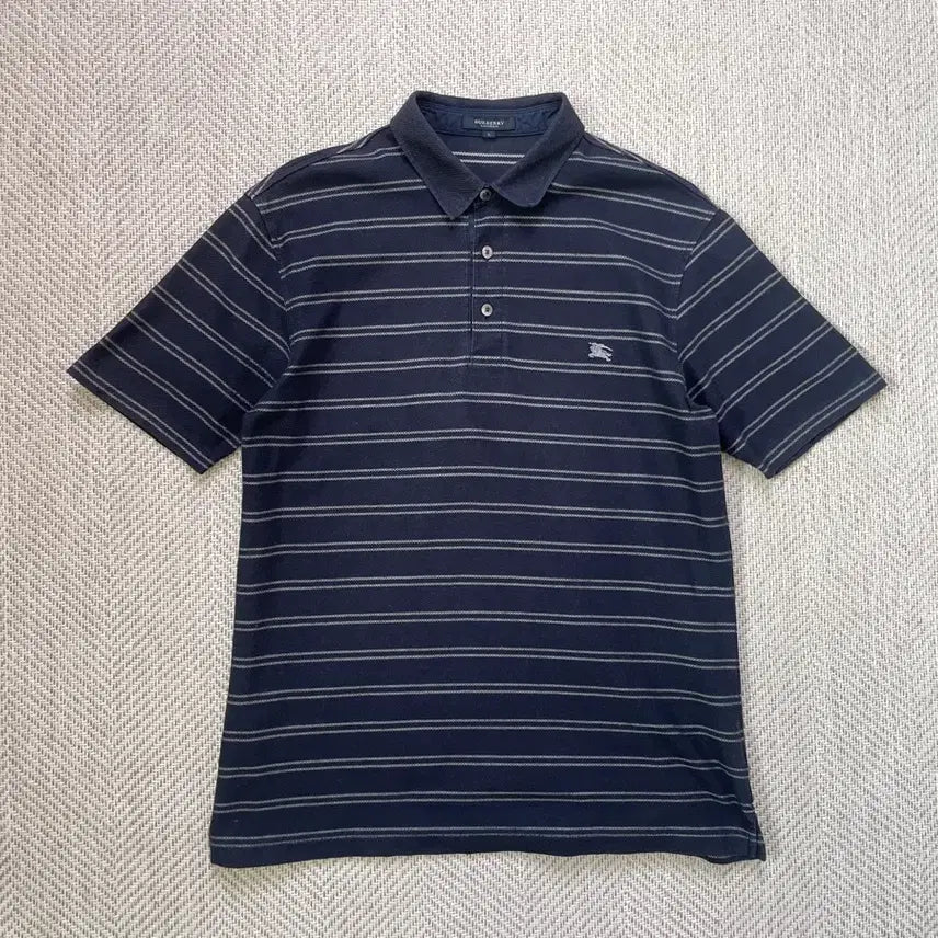 [BUNJANG] Burberry Black Label Striped Collar Short Sleeve T-Shirt / 버버리 블랙라벨 스트라이프 카라 반팔티셔츠
