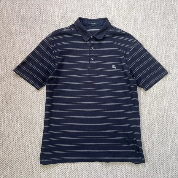 [BUNJANG] Burberry Black Label Striped Collar Short Sleeve T-Shirt / 버버리 블랙라벨 스트라이프 카라 반팔티셔츠