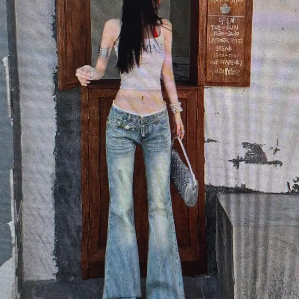 [BUNJANG] Lace Waist Flare Denim Pants / (해외배송)허리라인 레이스 데님 바지