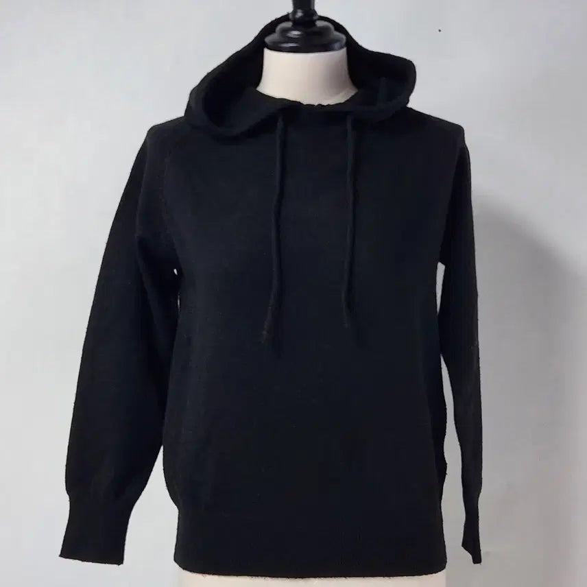 [BUNJANG] ab.plus Rayon Blend Hooded Knit Black Free Size / 에이비플러스 레이온 혼방 후드 니트 블랙 Free