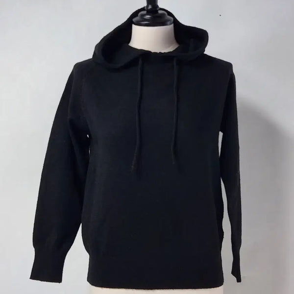 [BUNJANG] ab.plus Rayon Blend Hooded Knit Black Free Size / 에이비플러스 레이온 혼방 후드 니트 블랙 Free