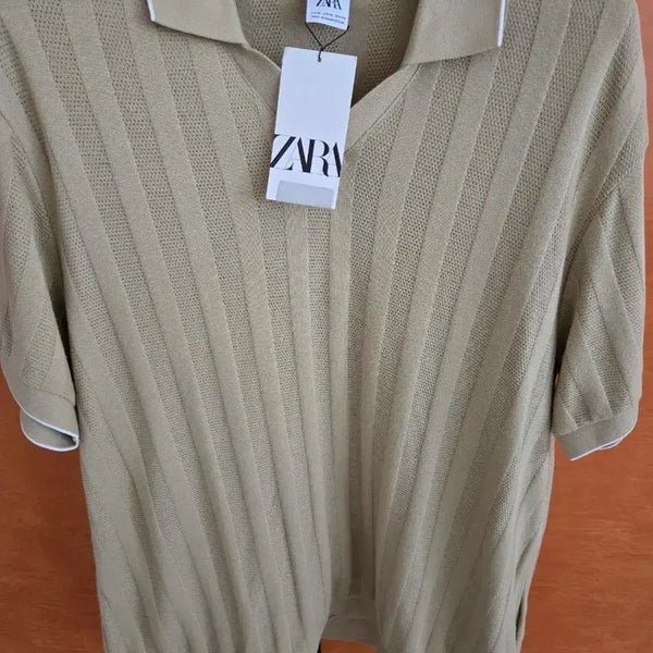 [BUNJANG] Zara Short Sleeve Knit Khaki XL / 자라 반팔 니트 카키 팝니다.