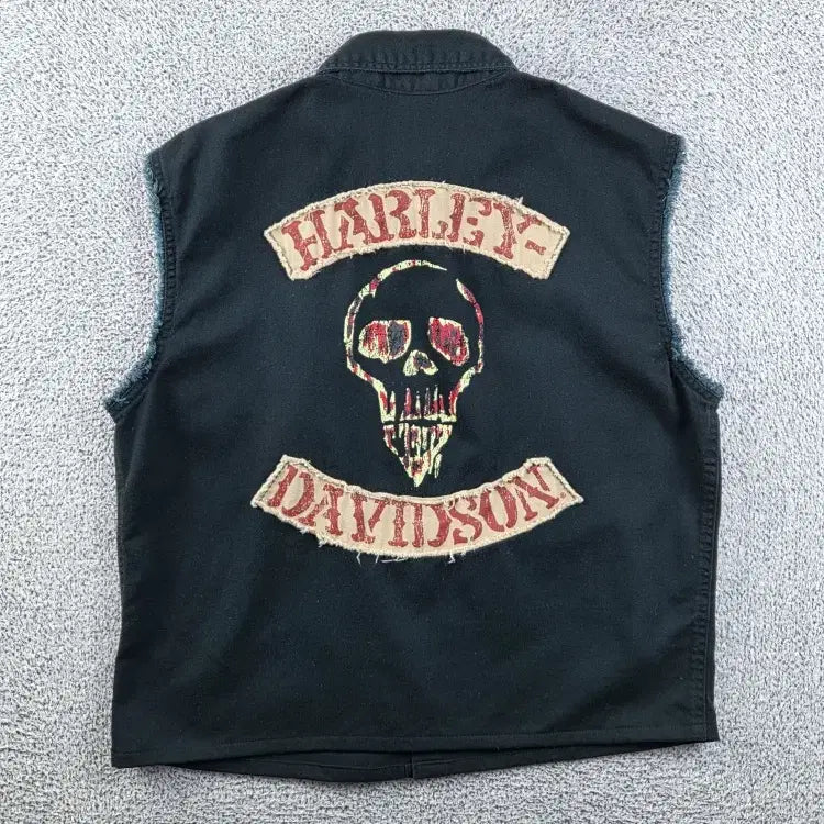 [BUNJANG] Harley Davidson Cut-off Sleeveless Shirt Cropped Custom / 할리데이비슨 컷오프 민소매 셔츠 크롭커스텀 ( M추정 ) / 12898