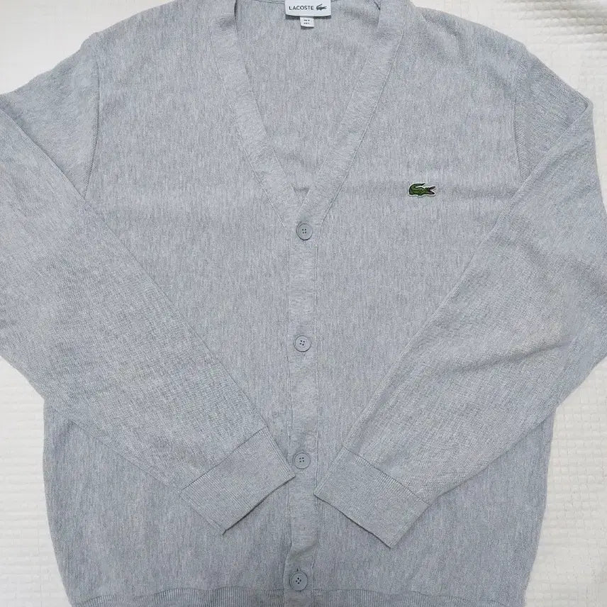 [BUNJANG] Lacoste Light Grey Cardigan Jacket / 라코스테 가디건 라이트그레이 105(퀄팅 패딩 경량 블루종 자켓 )