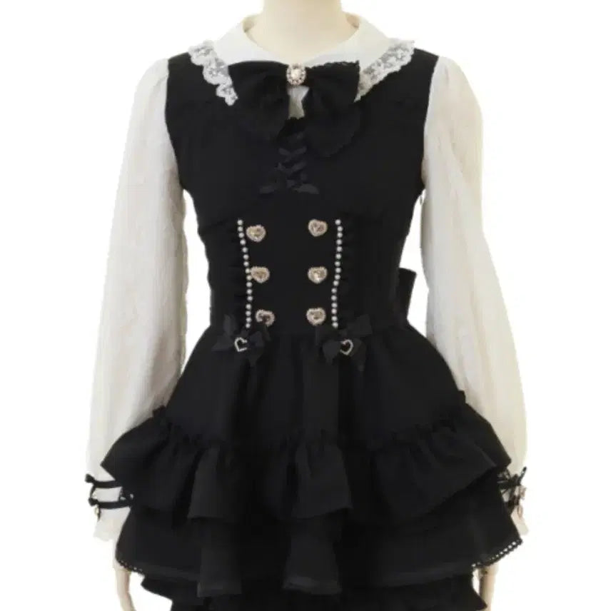 [BUNJANG] Lizlisa Double Tiered Setup Dress Black / 리즈리사 더블 티어드 셋업 원피스 블랙 양지뢰 지뢰계 양산형 서브컬쳐
