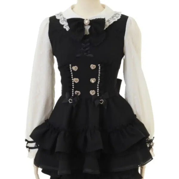 [BUNJANG] Lizlisa Double Tiered Setup Dress Black / 리즈리사 더블 티어드 셋업 원피스 블랙 양지뢰 지뢰계 양산형 서브컬쳐
