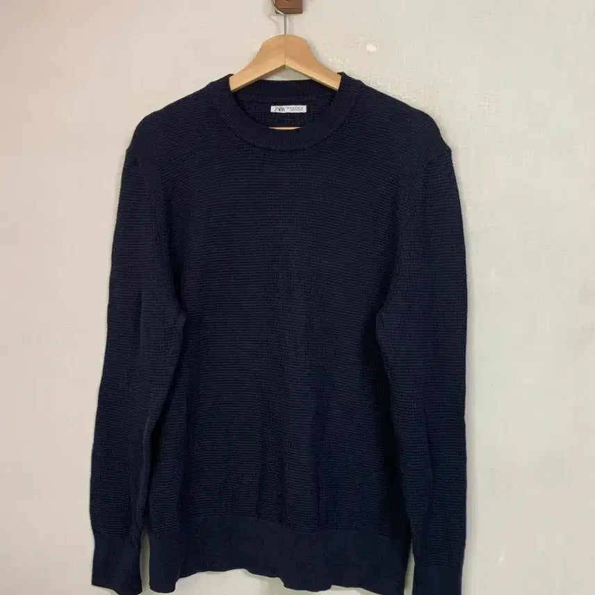 [BUNJANG] Zara Cotton Waffle Knit Navy - Size M / 자라 코튼 와플 니트 M
