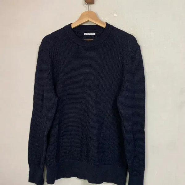 [BUNJANG] Zara Cotton Waffle Knit Navy - Size M / 자라 코튼 와플 니트 M