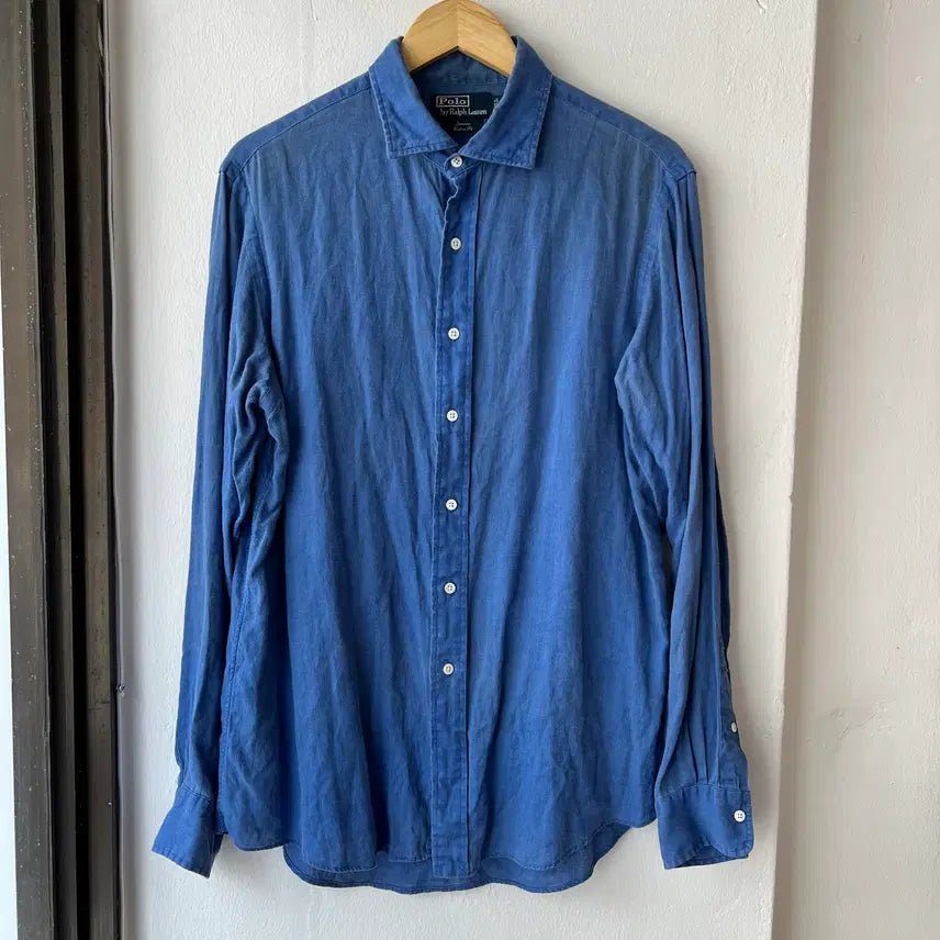 [BUNJANG] Polo Ralph Lauren Blue Linen Stanton Custom Fit Shirt L / [L] 폴로랄프로렌 블루 린넨 셔츠