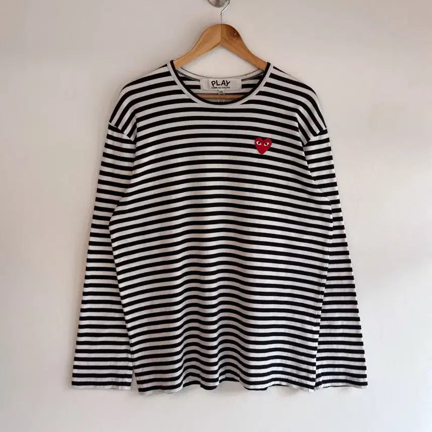 [BUNJANG] Comme des Garçons Rouge Fit Blue Stripe Long Sleeve T-Shirt / 꼼데가르송 루즈핏 블루 스트라이프 단가라 롱슬리브 티셔츠
