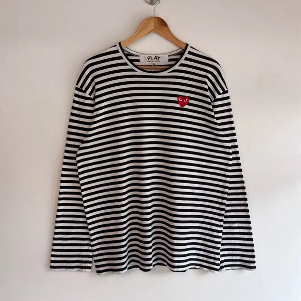 [BUNJANG] Comme des Garçons Rouge Fit Blue Stripe Long Sleeve T-Shirt / 꼼데가르송 루즈핏 블루 스트라이프 단가라 롱슬리브 티셔츠