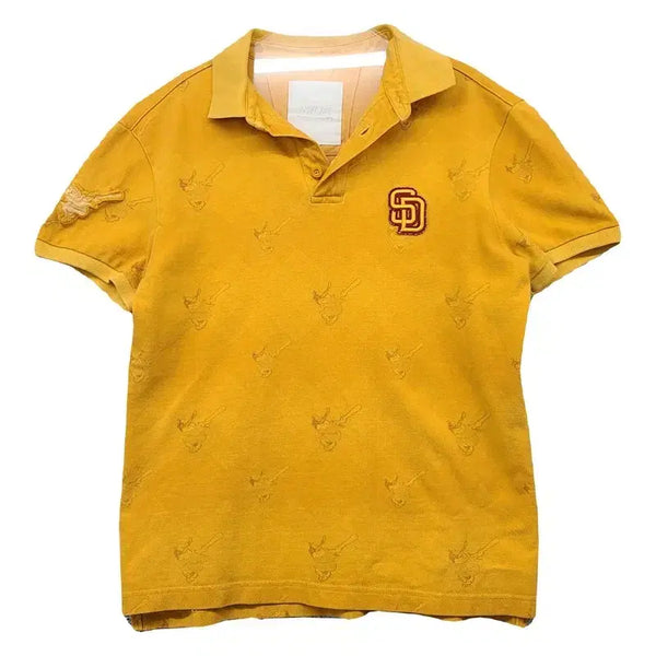 [BUNJANG] MLB Yellow Logo Short Sleeve Polo Shirt / 엠엘비 옐로우 로고 반팔 카라티 95