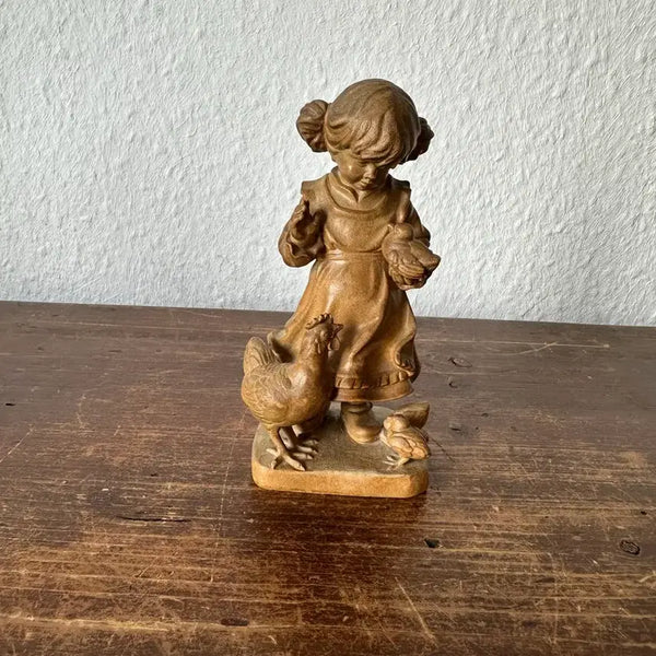 [BUNJANG] German Vintage Wood Carving Figurine / 독일)빈티지 우드 소녀 조각상