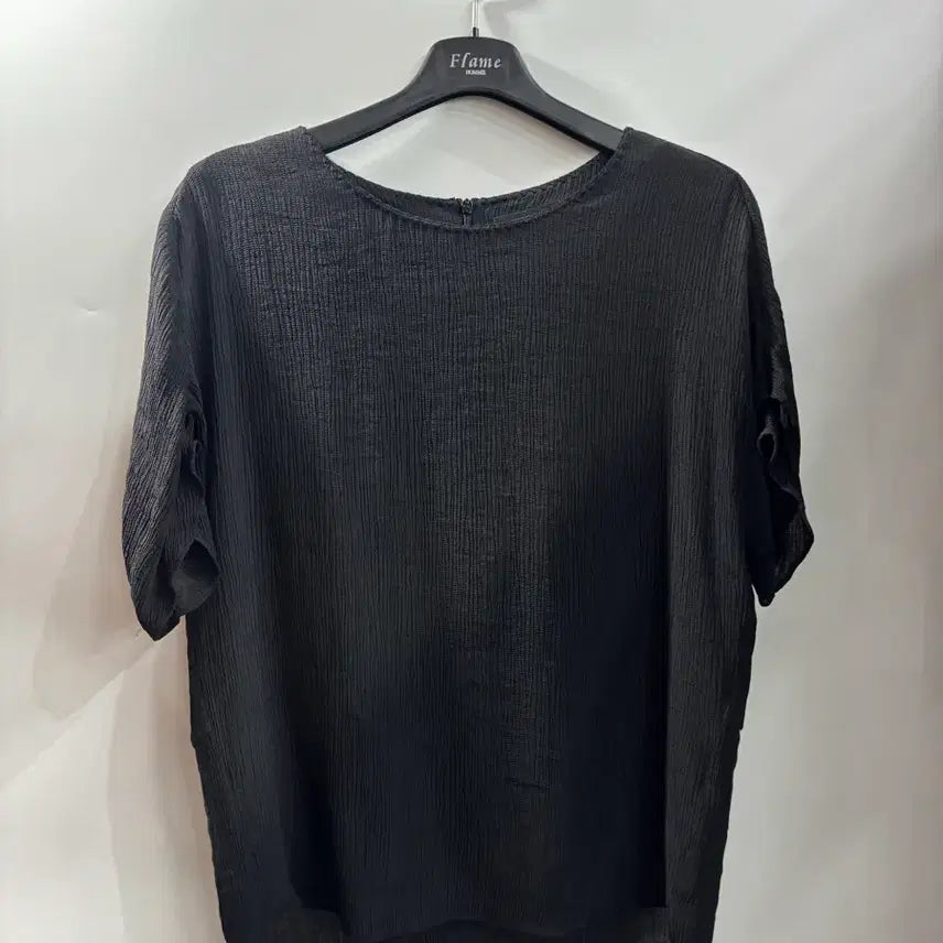 [BUNJANG] EMCEE Crinkle Texture Oversized Blouse Black / (94) 엠씨 크링클 텍스처 오버핏 블라우스 블랙 1.0