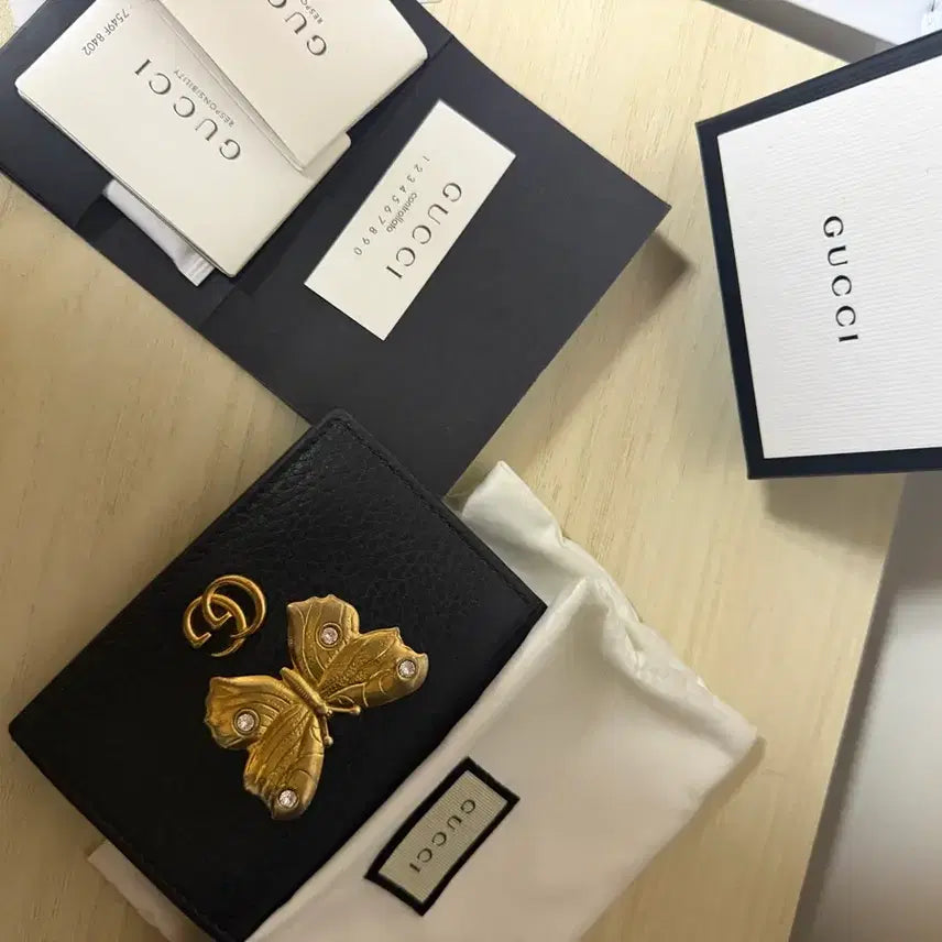 [BUNJANG] Gucci Butterfly Bifold Wallet Black / 구찌 버터플라이 반지갑