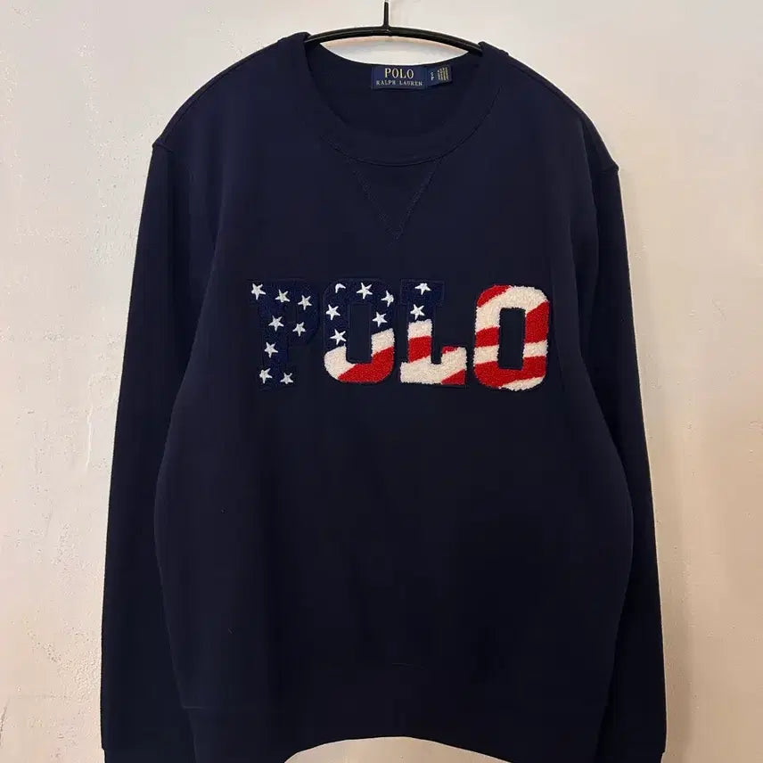 [BUNJANG] Polo Ralph Lauren Navy Flag Sweatshirt / (정품) 폴로 랄프로렌 네이비 성조기 남여공용 맨투맨 (95)
