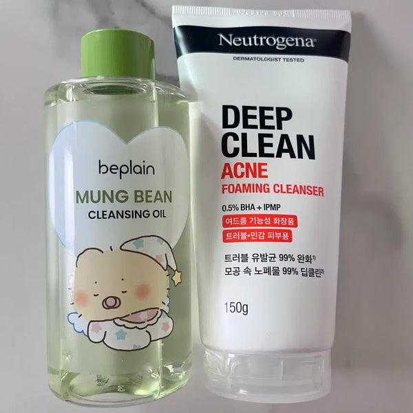 [BUNJANG] B.Clean Green Piglet Cleansing Oil Refill & Neutrogena Deep Clean Acne Foaming Cleanser / 비플레인 녹두 클렌징 오일 리필용, 뉴트로지나 클렌징 폼