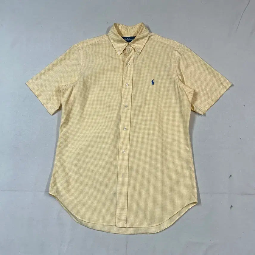 [BUNJANG] Polo Ralph Lauren Classic Fit Yellow Gingham Check Short Sleeve Shirt / S) 폴로 랄프로렌 클래식핏 옐로우 깅엄 체크 반팔 셔츠