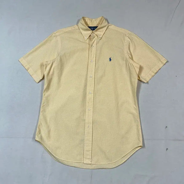 [BUNJANG] Polo Ralph Lauren Classic Fit Yellow Gingham Check Short Sleeve Shirt / S) 폴로 랄프로렌 클래식핏 옐로우 깅엄 체크 반팔 셔츠