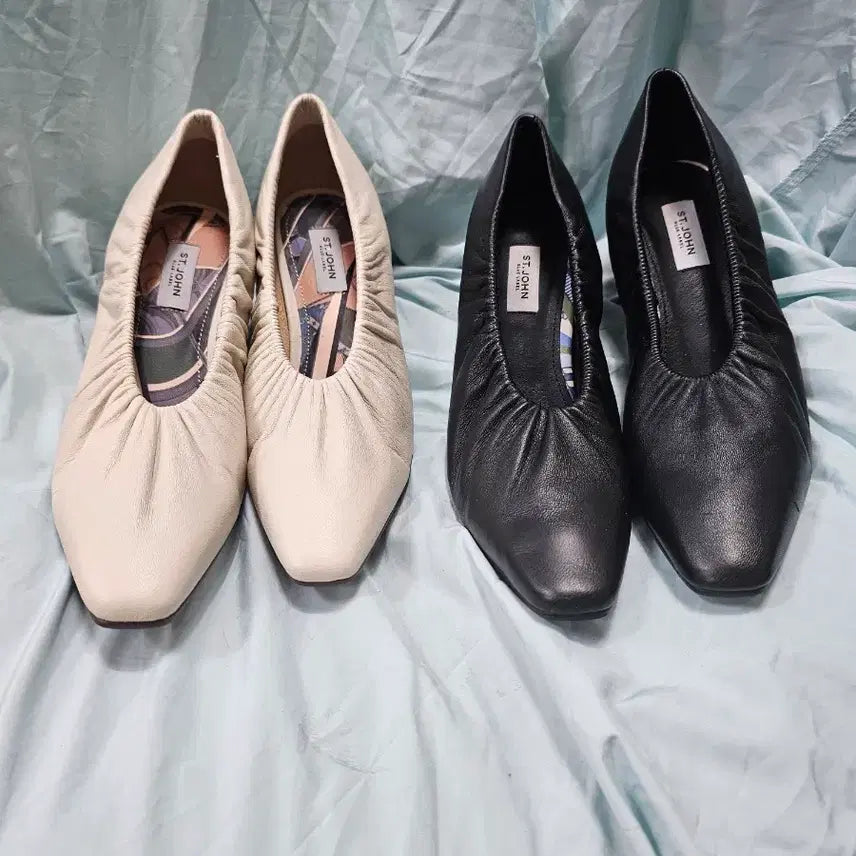 [BUNJANG] ST. JOHN Scrunch Mules (Beige/Black) - Bundle Set / ST. JOHN 스크런치 뮬 (베이지/블랙).일괄판매