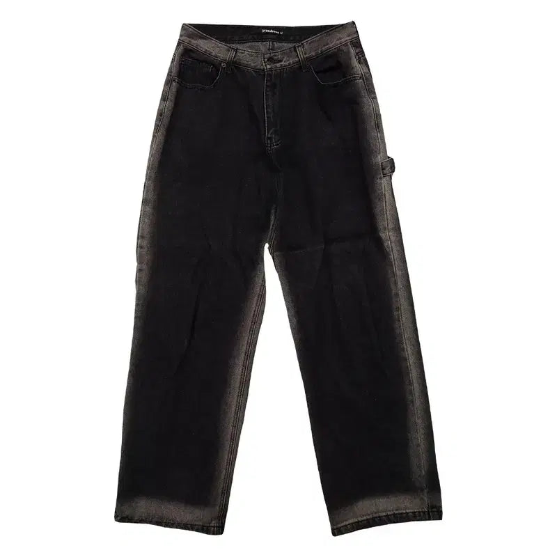 [BUNJANG] Urban Dress Two-Tone Wide Leg Jeans - Black/Grey (M) / 어반드레스 블랙 그레이 투톤 와이드 청바지 M