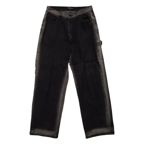 [BUNJANG] Urban Dress Two-Tone Wide Leg Jeans - Black/Grey (M) / 어반드레스 블랙 그레이 투톤 와이드 청바지 M