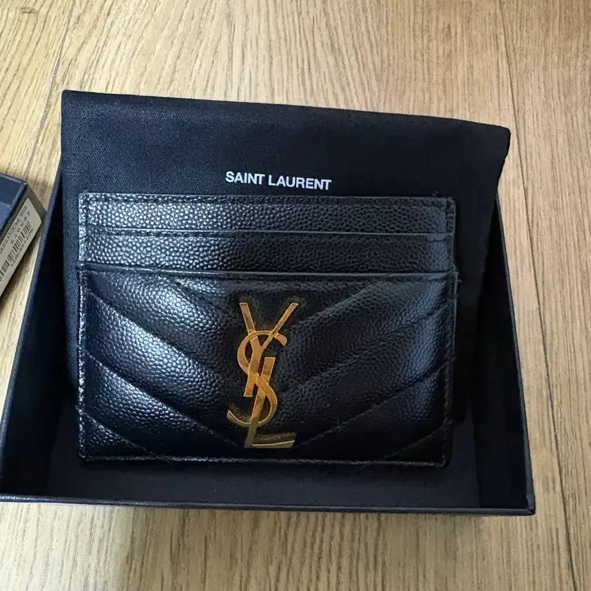 [BUNJANG] Saint Laurent Card Wallet Black Gold Hardware / 생로랑 카드지갑 블랙 금장