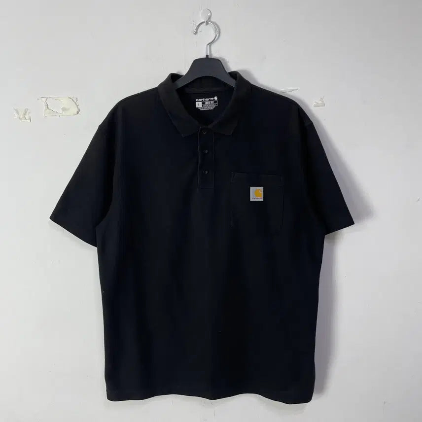 [BUNJANG] Carhartt Loose Fit Pocket Short Sleeve Polo Shirt Black / 칼하트 루즈핏 포켓 반팔 카라티셔츠 블랙