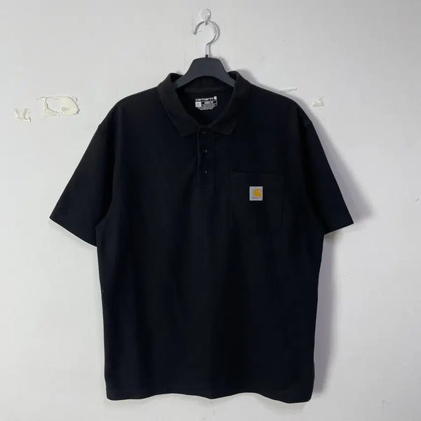 [BUNJANG] Carhartt Loose Fit Pocket Short Sleeve Polo Shirt Black / 칼하트 루즈핏 포켓 반팔 카라티셔츠 블랙