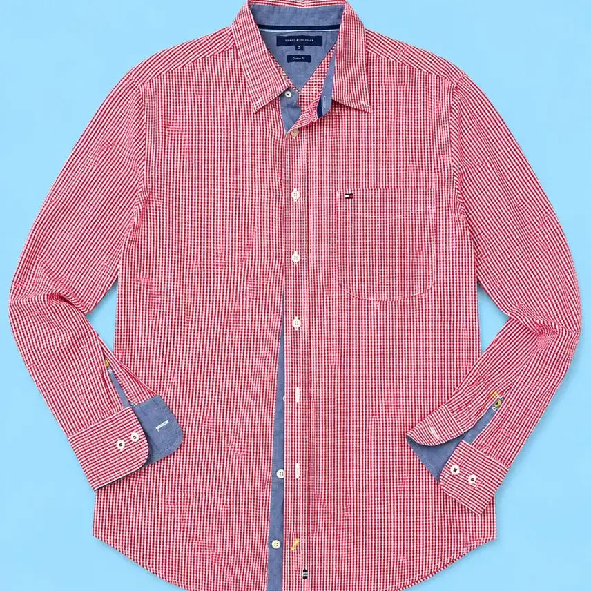 [BUNJANG] Tommy Hilfiger Slim Fit Checkered Shirt L / 타미힐피거 슬림핏 체크 셔츠 L 스트라이프 남방 정장