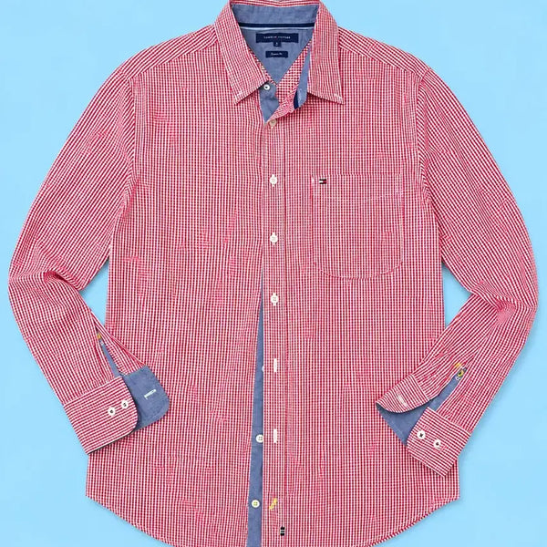 [BUNJANG] Tommy Hilfiger Slim Fit Checkered Shirt L / 타미힐피거 슬림핏 체크 셔츠 L 스트라이프 남방 정장
