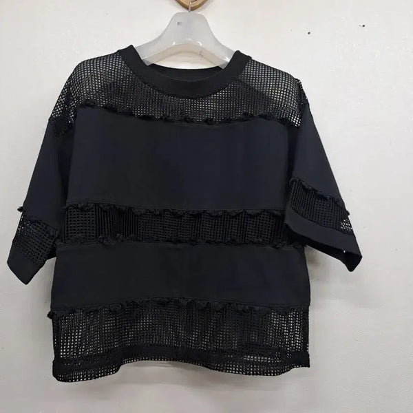 [BUNJANG] Black Mesh T-Shirt (Size M) / 블랙 티셔츠M