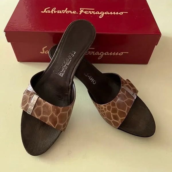 [BUNJANG] Ferragamo Women's Leather Ribbon Detail Mules Sandals / 정품) 페라가모 뮬 샌들 ( 박스0)