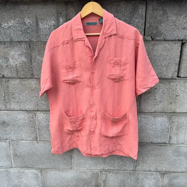 [BUNJANG] Cubavera Guayabera Shirt Pink M / Cubavera 빈티지 쿠바 구아야베라 셔츠 핑크 m