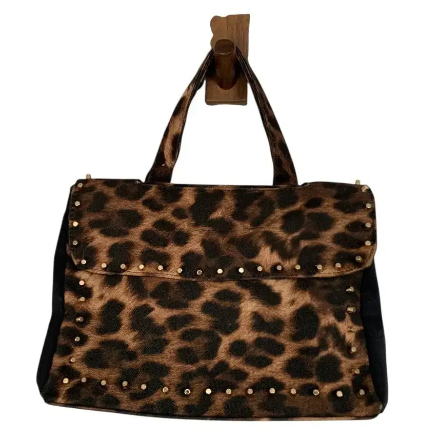 [BUNJANG] Kwani Leopard Stud Tote Bag / 콰니 레오파드 스터드 토트백